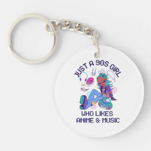 Just a 90s Girl Who likes music Keychain