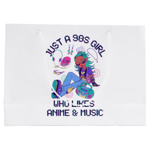 Just a 90s Girl Who likes music Large Gift Bag