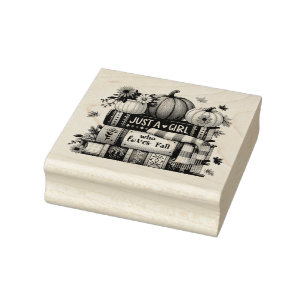 Just a Bookish Girl Who Loves Fall Rubber Stamp