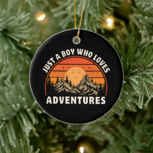 just a boy who loves adventures ceramic ornament