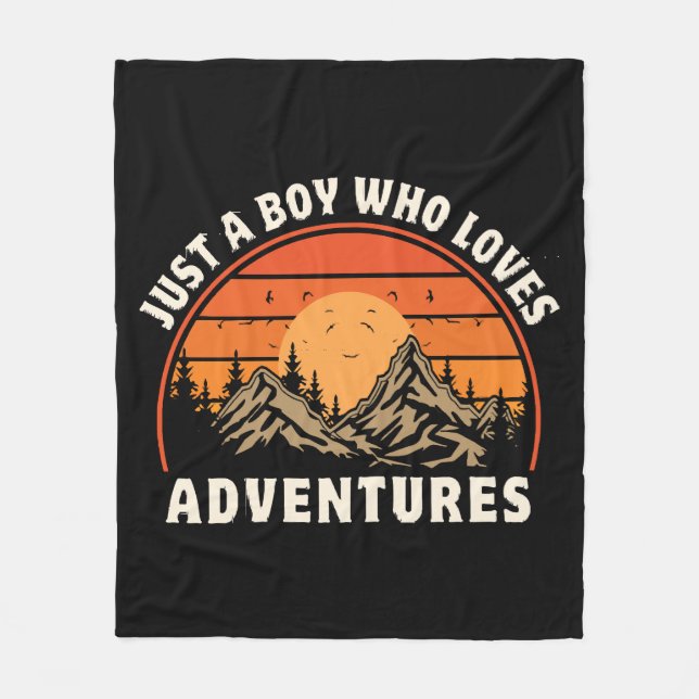 just a boy who loves adventures fleece blanket (Front)