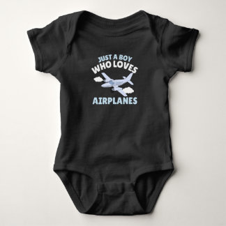 Just a boy who loves airplanes  baby bodysuit