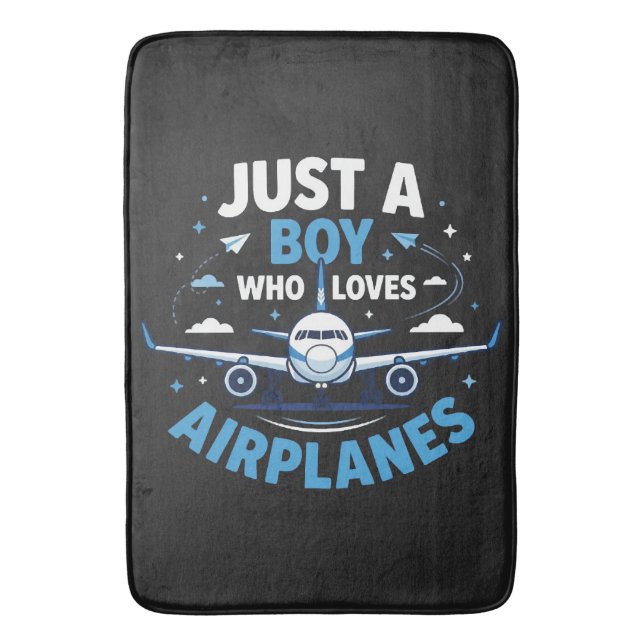 Just A Boy who Loves Airplanes  Bath Mat (Front Vertical)