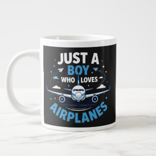 Just A Boy who Loves Airplanes Large Coffee Mug