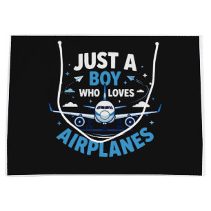 Just A Boy who Loves Airplanes Large Gift Bag