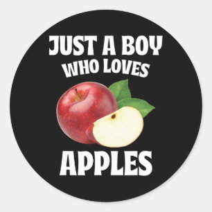 Just A Boy Who Loves Apples Apple Lover Fruit Love Classic Round Sticker