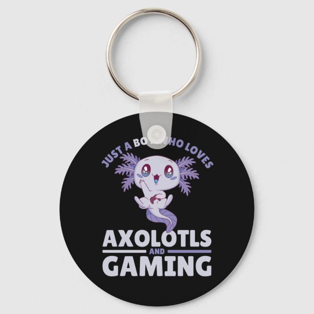 Just A Boy Who Loves Axolotls And Gaming Keychain (Front)