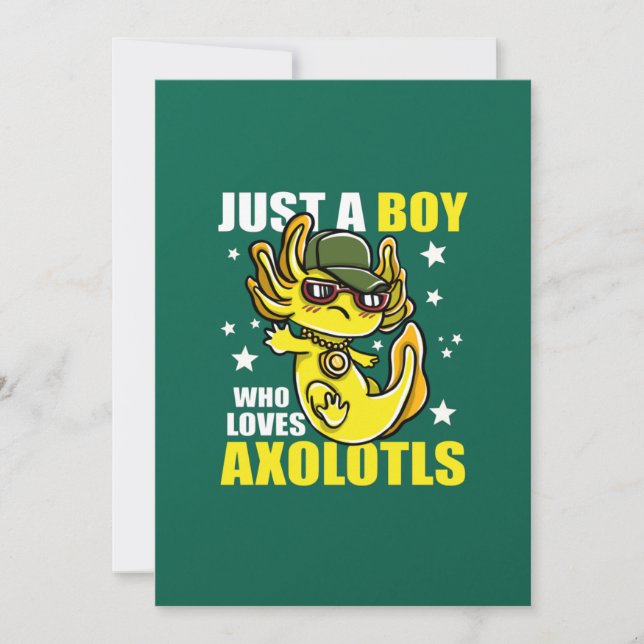 Just a boy who loves axolotls Cute Funny Kawaii Invitation (Front)
