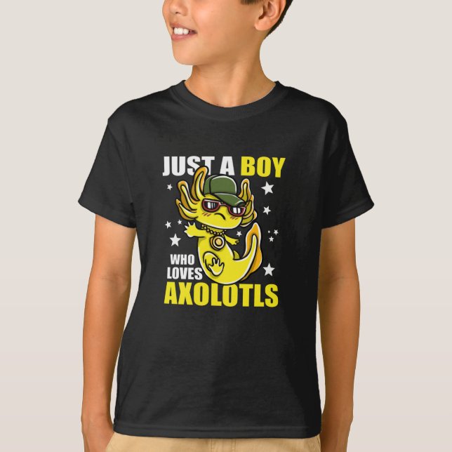 Just a boy who loves axolotls Cute Funny Kawaii T-Shirt (Front)