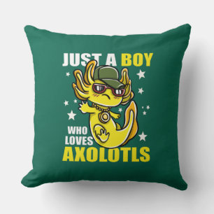 Just a boy who loves axolotls Cute Funny Kawaii Throw Pillow