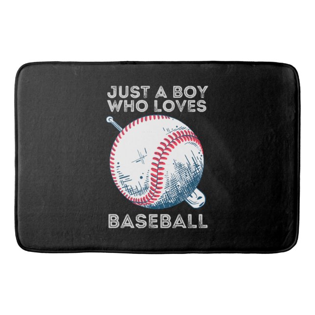 Just a Boy Who Loves Baseball Bath Mat (Front)