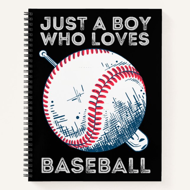 Just a Boy Who Loves Baseball Batter baseball Ball Notebook (Front)