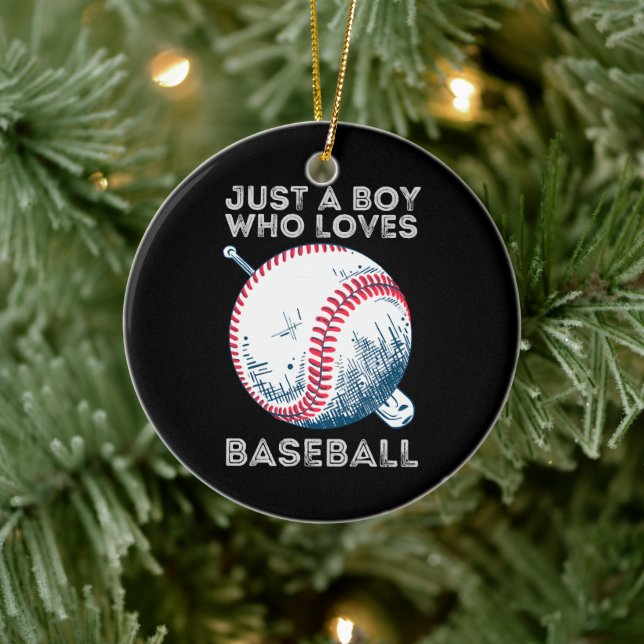 Just a Boy Who Loves Baseball Ceramic Ornament (Tree)