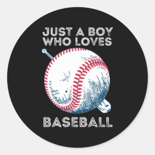 Just a Boy Who Loves Baseball Classic Round Sticker