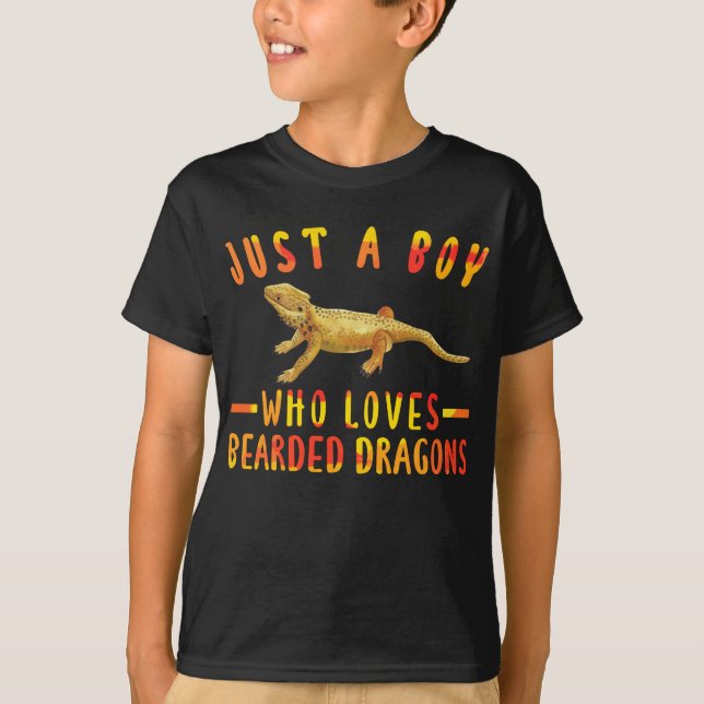 Just A Boy Who Loves Bearded Dragons  Lizard T-Shirt (Front)