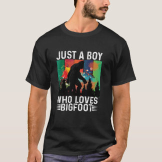 Just A Boy Who Loves Bigfoot Boys Sasquatch Long S T-Shirt