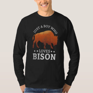 Just A Boy Who Loves Bison Vintage Bison Novelty T-Shirt