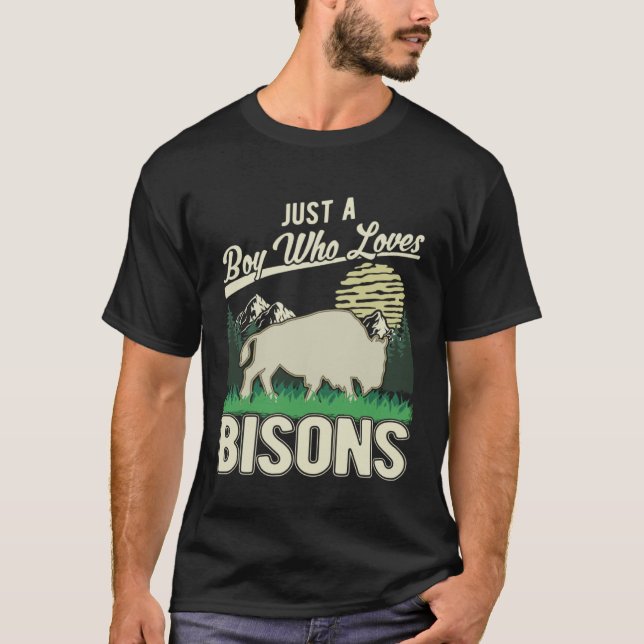 Just a boy who loves Bisons Water Buffalo Boy Buff T-Shirt (Front)