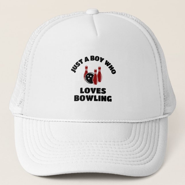 Just a boy who loves bowling trucker hat (Front)