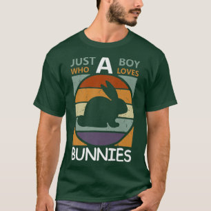 Just A Boy Who Loves Bunnies Retro Farmer Funny Bu T-Shirt