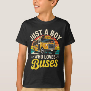Just A Boy Who Loves Buses School Bus Driver Costu T-Shirt