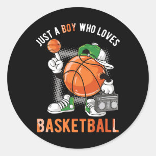 Just A Boy Who Loves Bysketbyll 3 Classic Round Sticker