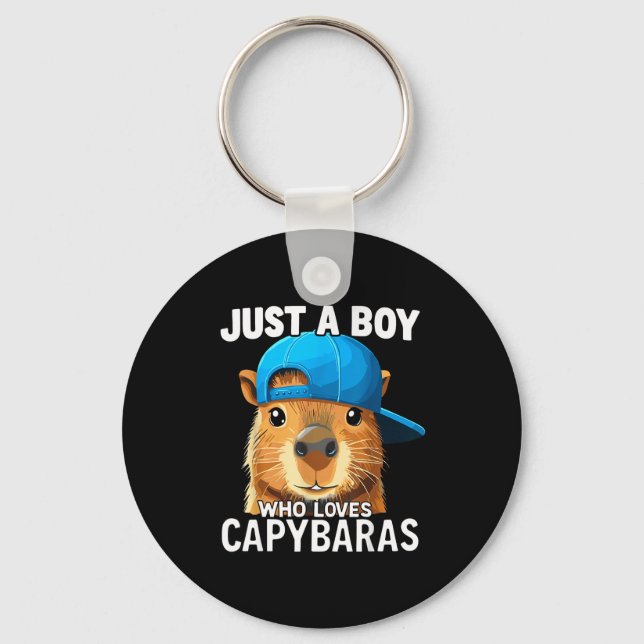 Just A Boy Who Loves Capybaras  Keychain (Front)