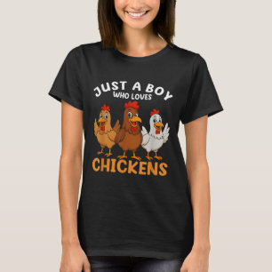 Just A Boy Who Loves Chickens Kids Boys Chicken T-Shirt