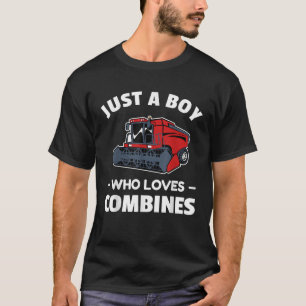 Just A Boy Who Loves Combines Red Combine T-Shirt