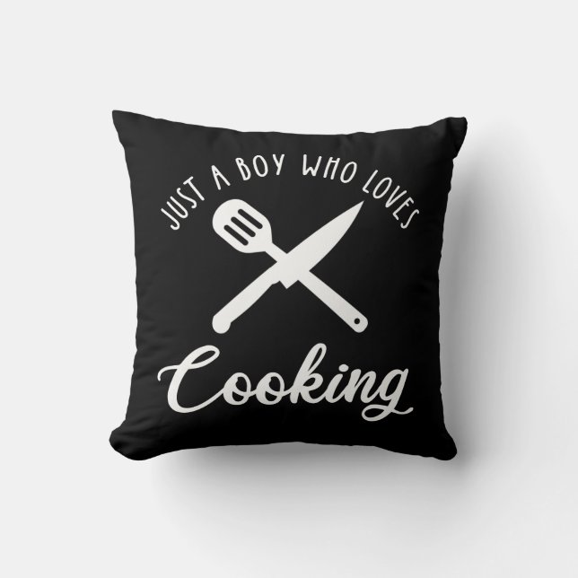 Just A Boy Who Loves Cooking Throw Pillow (Front)