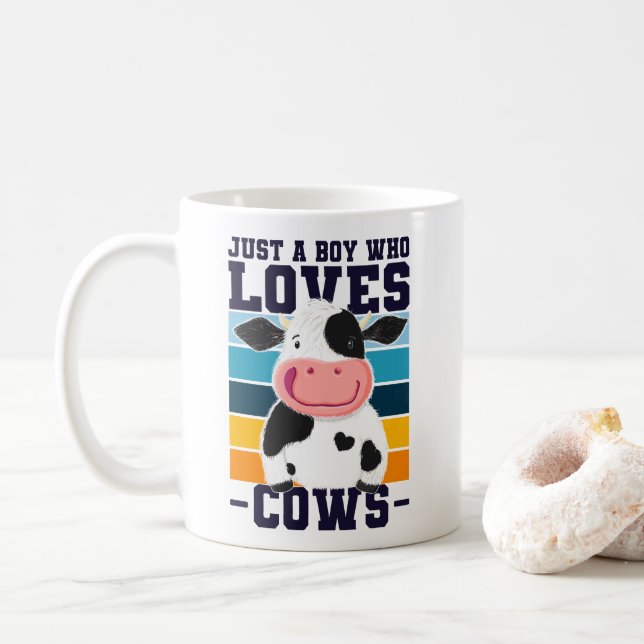 Just A Boy Who Loves Cows Coffee Mug (With Donut)