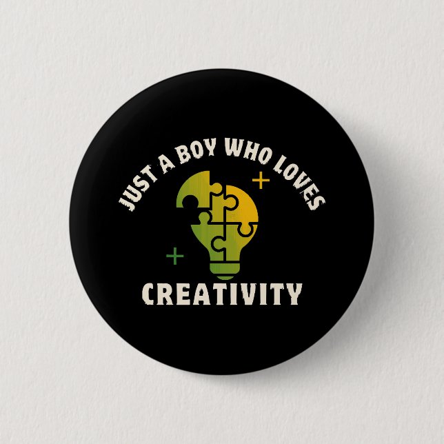 just a boy who loves creativity 2 inch round button (Front)