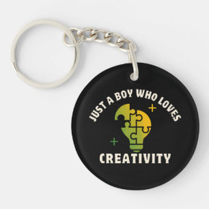 just a boy who loves creativity keychain