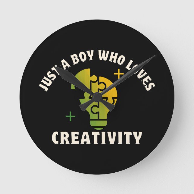 just a boy who loves creativity round clock (Front)