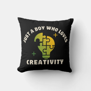 just a boy who loves creativity throw pillow