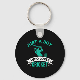 Just A Boy Who Loves Cricket Player Funny Cricket  Keychain
