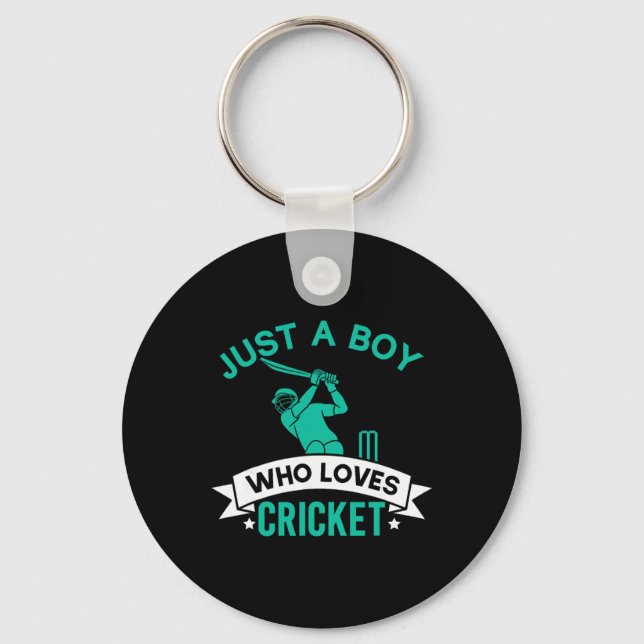 Just A Boy Who Loves Cricket Player Funny Cricket  Keychain (Front)