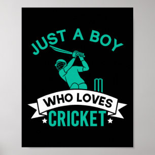 Just A Boy Who Loves Cricket Player Funny Cricket  Poster