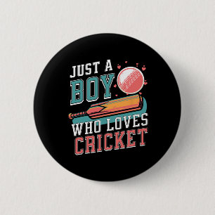 Just A Boy Who Loves Cricket T And Ll Retro Cricke 2 Inch Round Button