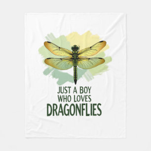 Just a Boy who loves Dragonflies. Dragonflies Drag Fleece Blanket