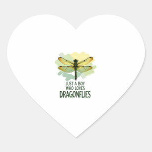 Just a Boy who loves Dragonflies. Dragonflies Drag Heart Sticker