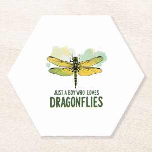 Just a Boy who loves Dragonflies. Dragonflies Drag Paper Coaster