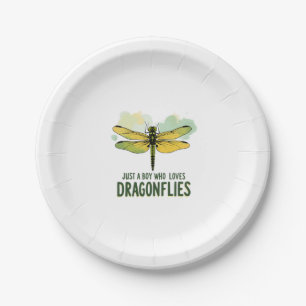 Just a Boy who loves Dragonflies. Dragonflies Drag Paper Plate