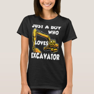 Just A Boy Who Loves Excavator Construction Civil T-Shirt