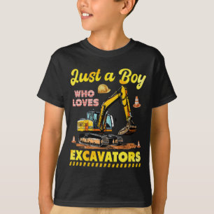 Just A Boy Who Loves Excavators Construction T-Shirt
