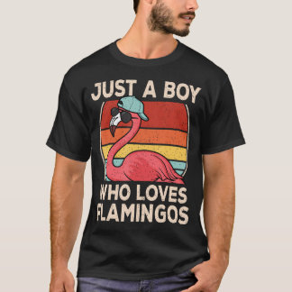 Just A Boy Who Loves Flamingos Retro Flamingo Love T-Shirt