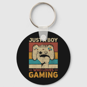 Just A Boy Who Loves Gaming Apparel Video Game Out Keychain