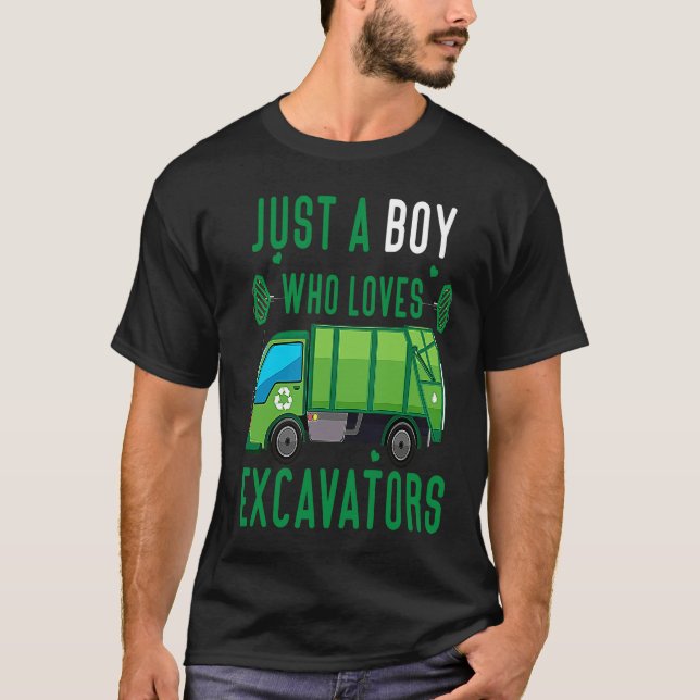 Just A Boy Who Loves Garbage Trucks funny idea 3 T-Shirt (Front)
