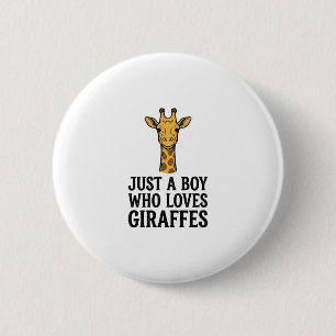 Just a Boy Who Loves Giraffes Cute Giraffe T-Shirt 2 Inch Round Button