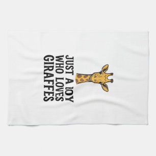 Just a Boy Who Loves Giraffes Cute Giraffe T-Shirt Kitchen Towel